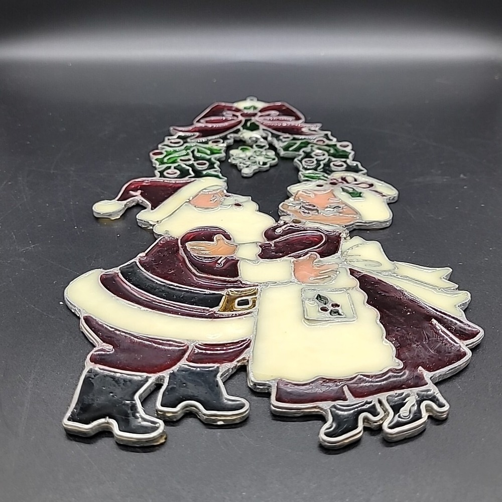 Vintage Kurt S Adler 12" Santa and Mrs Claus Stained Glass Window Hanging 1979‎ - Picture 4 of 11